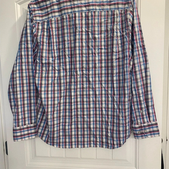 TOMMY BAHAMA Button Up Shirt~Mens L~SILK/Cotton Blend~blue Pink~PlaidL/S - Picture 2 of 8